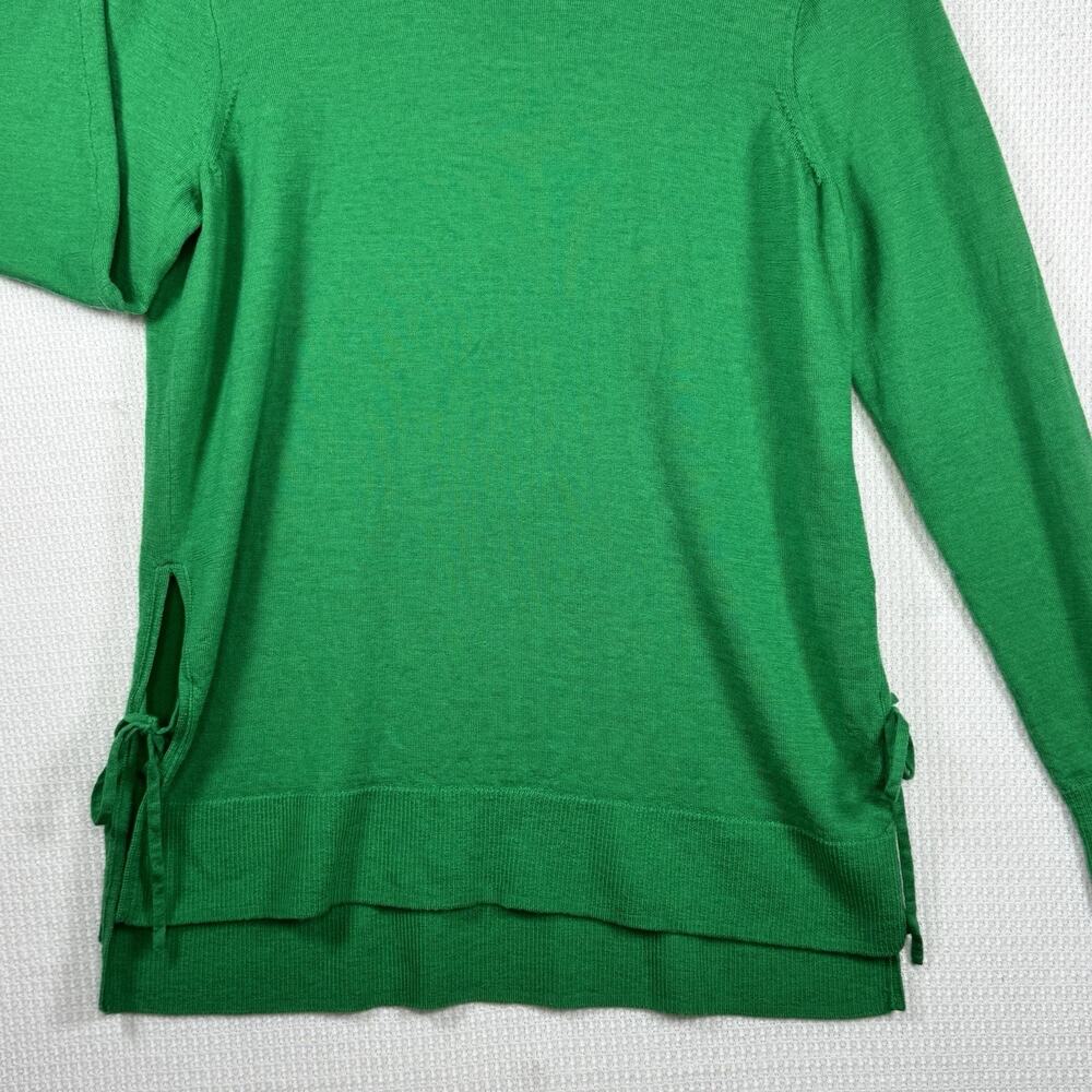 J.Crew 100% Merino Wool Sweater Women’s Medium Green Side Tie Pullover Knit - Picture 4 of 10